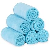 JML Microfiber Bath Towels Set, 27" x 55", 6 Pack, Sky Blue | Hanging Loop, Absorbent, Soft, Fast Drying, Lint free, Fade Resistant, Multipurpose for Adult, Beach, Pool, Sport, Yoga