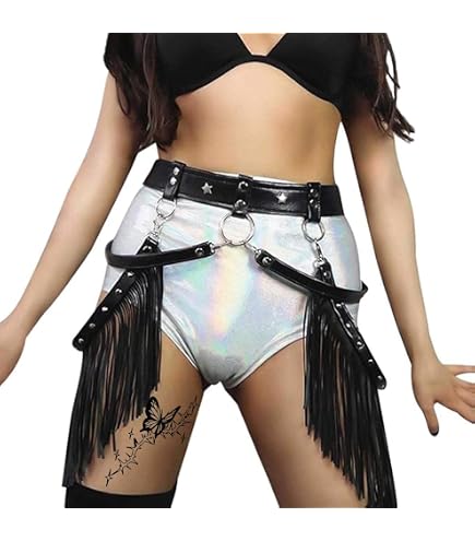 Women Sexy Punk PU Leather Belts Tassel Rave Body Chain  display picture 1