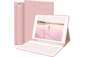 FUWANG Keyboard Case for iPad 9th Generation 10.2 inch 2021 - Detachable 7 Colors Backlit Stand Folio Keyboard Cover for iPad 8th Gen/7th Gen/iPad Pro 10.5"/iPad Air 3rd Gen, with Pencil Holder