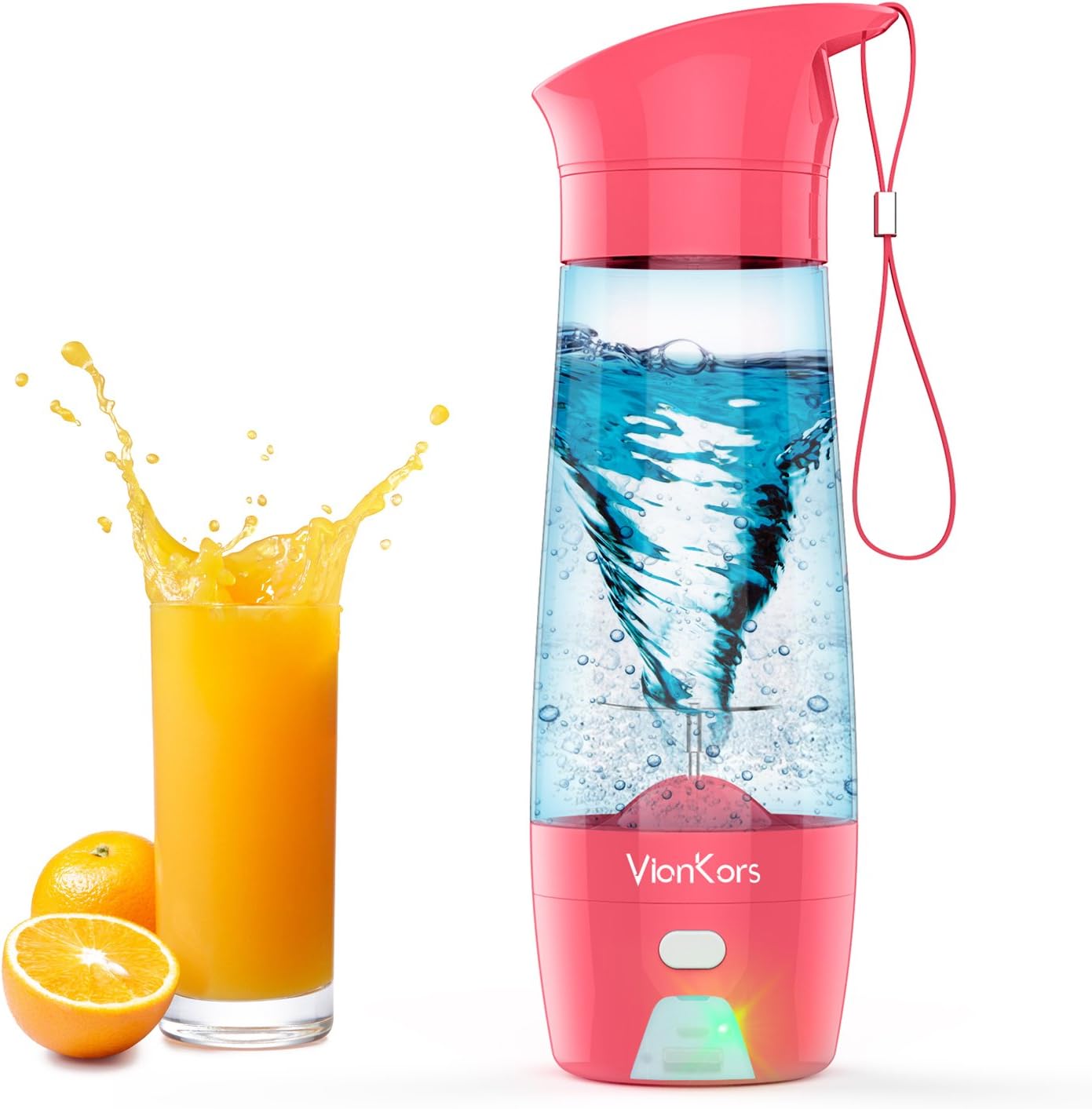 Portable Blender Rechargeable Mini Juicer - Mixing Machine Smoothie Maker, Personal Blender with power bank, 3800mAh, 430ML, USB Charger, Stainless steel blades, Indoor & Outdoor, Blue (Pink)
