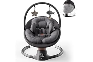 Baby Swings for Infants, FasonBaby Electric Baby Swing with Music Speaker, 5 Speeds, Remote Control and Bluetooth - Portable Infant Swing for Indoor and Outdoor (Black)