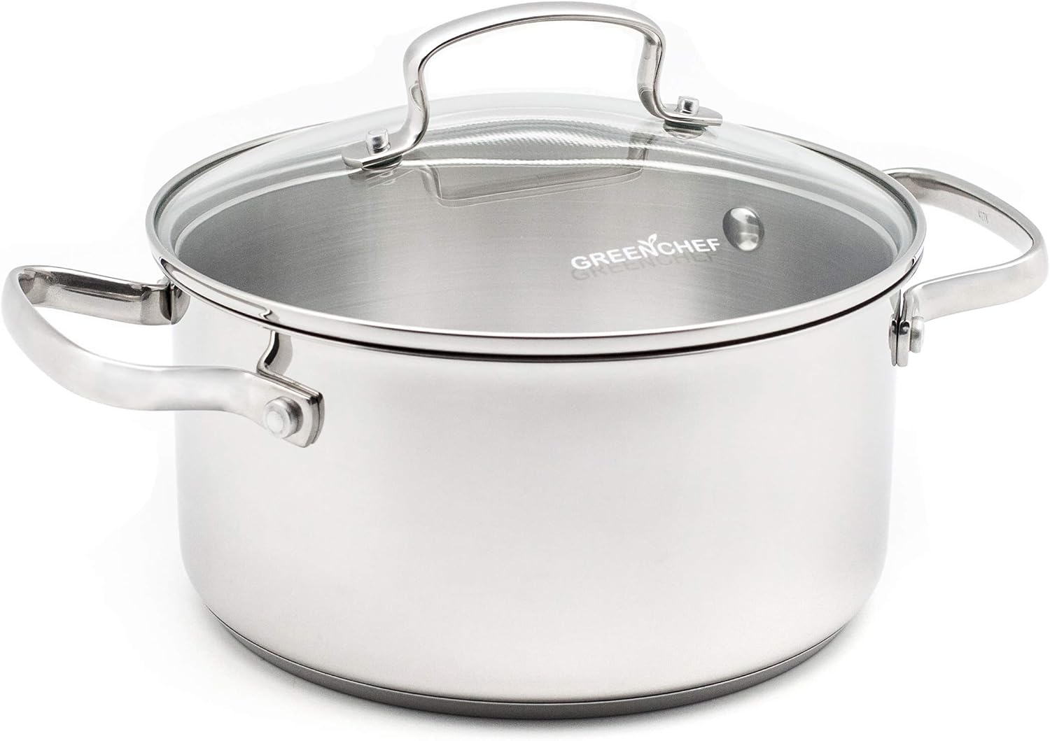 GreenChef Casserole Dish with Lid, Non Stick Stainless Steel Toxin Free Ceramic Dish - Induction & Oven Safe Cookware - 24 cm/4.9 Litre, Silver