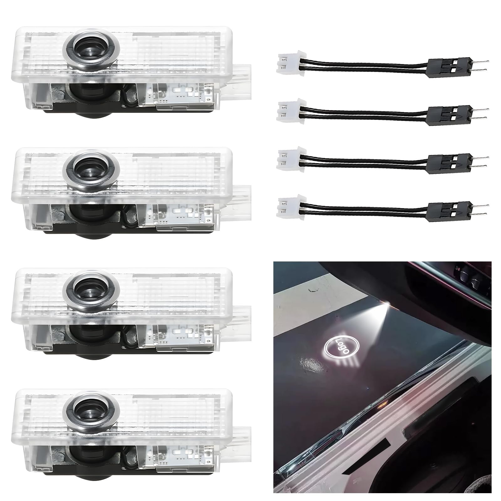 Photo 1 of 4 Pieces Car Door Lights Logo for Mini Cooper R55 R56 R57 R58 R59 R60 R61 F54 F55 F56 F57 Puddle Lights Logo Projector Courtesy LED Ghost Shadow Light Projector Lamps (New White)