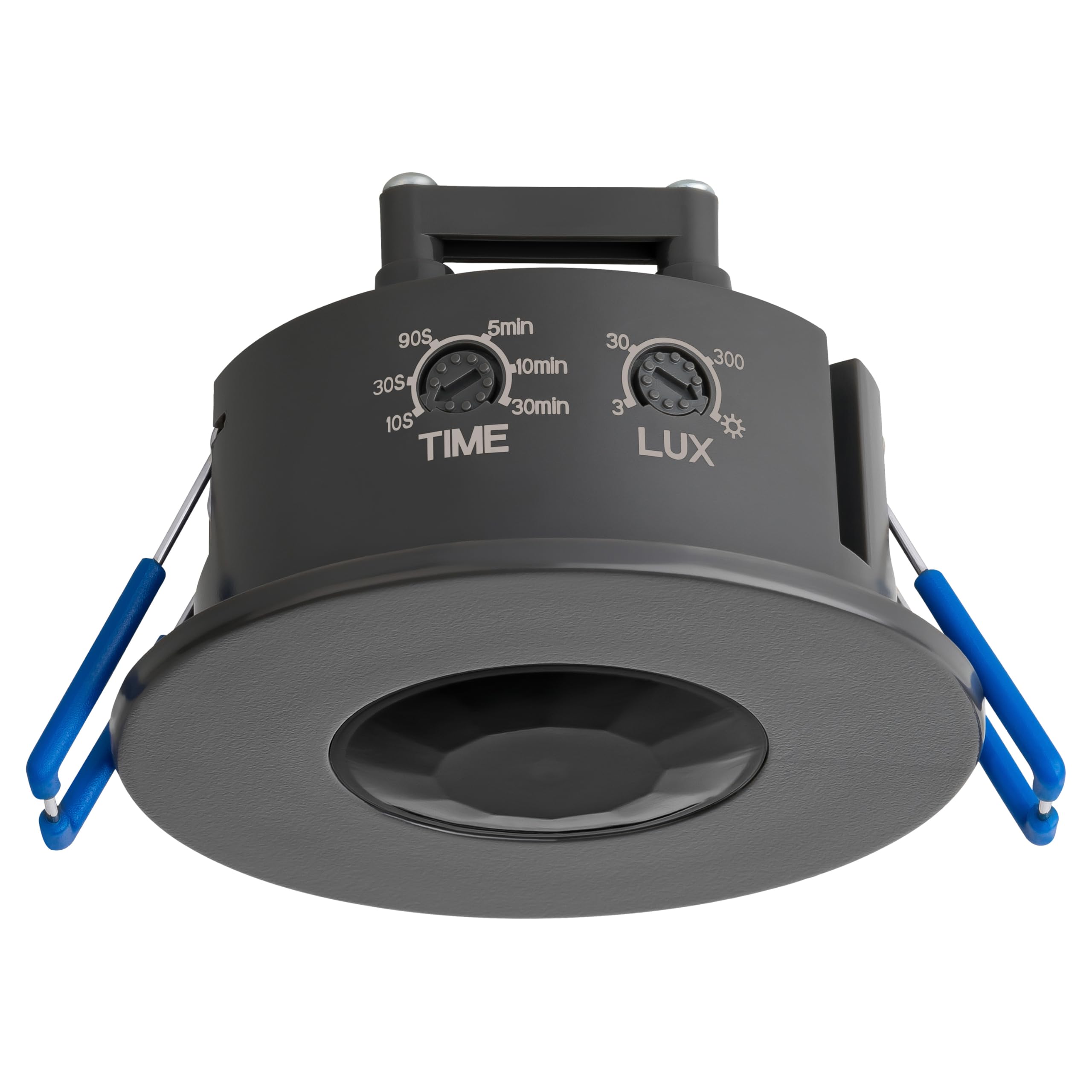 SEBSON Motion Sensor Indoor - Ceiling Flush Mounted, Programmable PIR Sensor, Range 8m/360° - Motion Detector for LED Lights, 3-Wire, 75x75x45mm