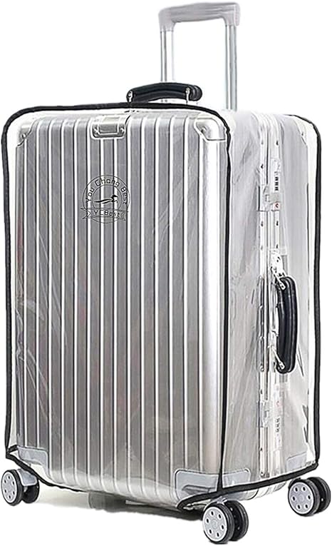 off white clear suitcase