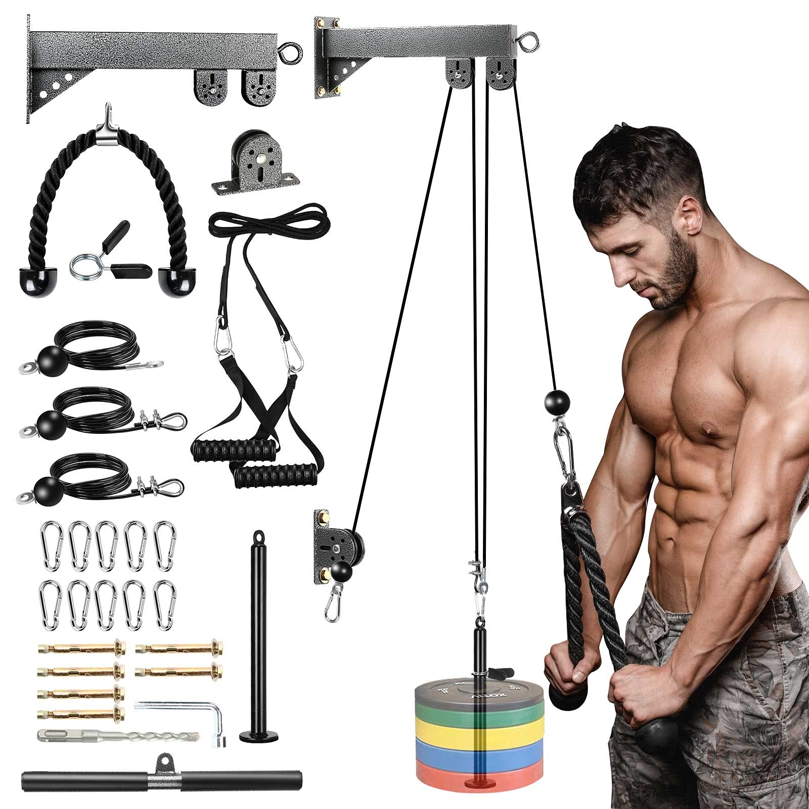 Buy Riiai Wall Heavy DIY Pulley System Cable Pulley, 2.0M/6.5Ft Cable