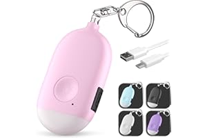 Rechargeable Self Defense Keychain Alarm – 130 dB Loud Emergency Personal Siren Ring with LED Light – SOS Safety Alert Device Key Chain for Women, Kids, Elderly, and Joggers by WETEN (Pink)