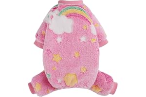 PINKBOW Dog Pajamas Dog Clothes for Small Dogs Girl Fall Winter Dog Pjs Cute Extra Small Puppy Clothes 4 Legs Fleece Dog Sweater Jumpsuit Soft Dog Onesies Pet Apparel Outfits for Yorkie Chihuahua(Pink, XXS)