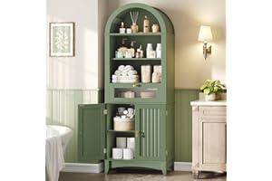 RALGEND 66" Tall Bathroom Storage Cabinet with Flip Drawer, Freestanding Storage Cabinet with Doors & Shelves,Arched Cabinets