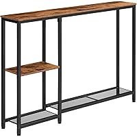 HOOBRO Narrow Console Table, 44.9" Behind Sofa Table with Shelves, Slim Couch Table with Storage, Entryway Display Shelf, for