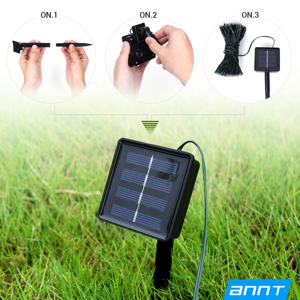 ANNT Solar Powered LED String Light, Ambiance Lighting, 55ft 17m 100 LED Solar Fairy String Lights for Outdoor, Gardens, Homes, Christmas Party (100 LED, Multi color)