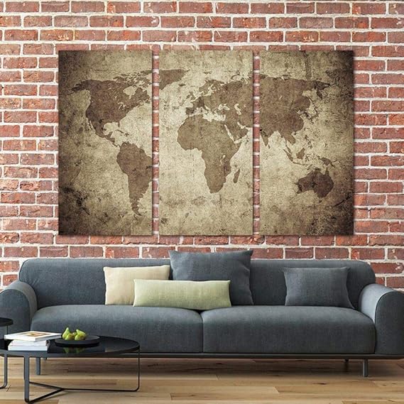 WSNDGWS Decoración para el hogar Lienzo Mapa del Mundo Pintura en ...