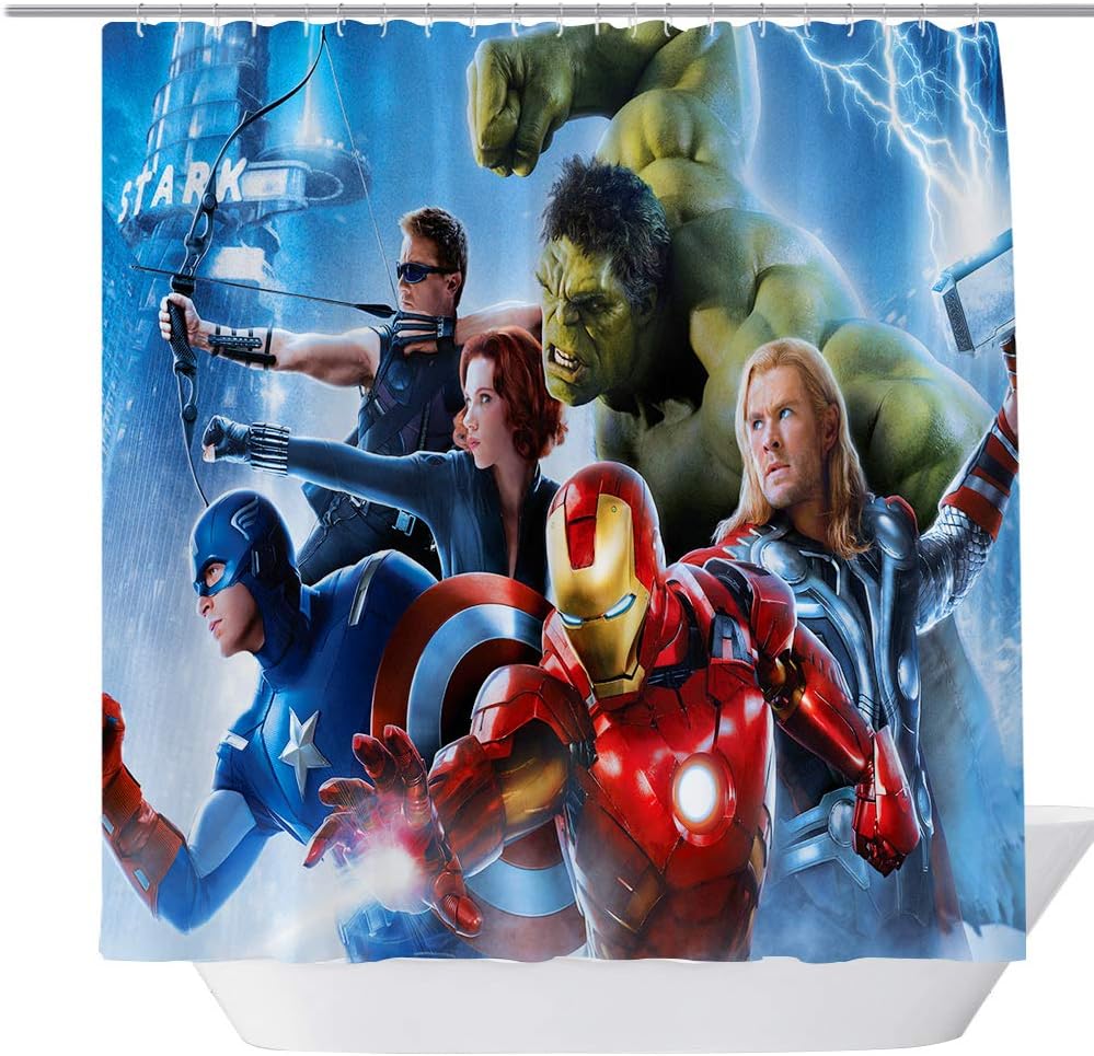 Amazon Com Avengers Movie Shower Curtain Popular Shower Curtain Fabric Shower Curtains For Bathroom Contemporary Bathroom Curtains Print Waterproof Polyester Shower Curtain 71 X 71in Home Kitchen