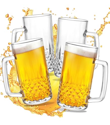 Amazon.com | 12oz Beer Mug Stein Glass Set of 4 Gift Bear Collection: Beer  Mugs & Steins