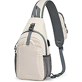 G4Free Sling Bag RFID Crossbody Sling Backpack with USB Charging Port, Travel Hiking Daypack Shoulder Chest Bag for Women Men(Ivory)
