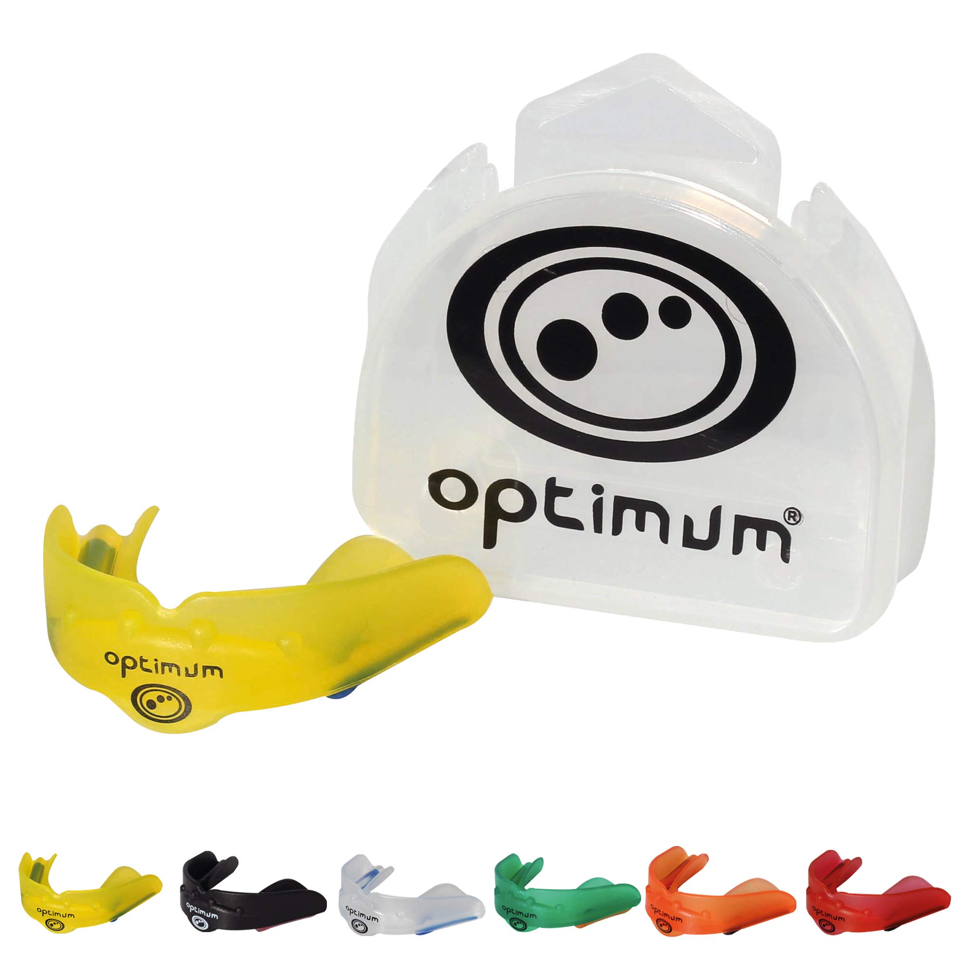 Optimum Matrix Mouthguard Gum Shield Slim Fit with Case for Rugby Hockey Boxing MMA Martial Arts Judo Karate Taekwondo Contact Sports - Yellow, Junior