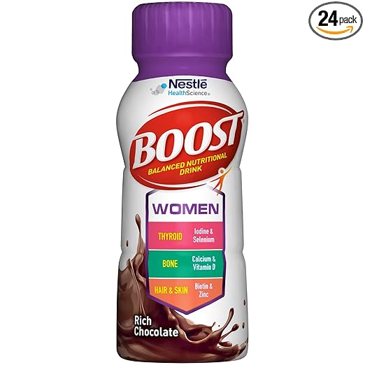 Amazon Com Boost Women Balanced Nutritional Drink Rich Chocolate Packaging May Vary Boost Women Rich Chocolate 8 Ounce Pack Of 24 Nutrition Beverages Grocery Gourmet Food
