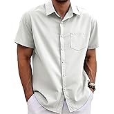 VVWVO Mens Button Down Short Sleeve Shirt Casual Button Up Dress Shirts for Men Beach Summer Tops with Pocket