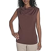 Calvin Klein Womens Drape Neck Sleeveless Knit Top