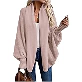 MakeMeChic Women's Casual Open Front Long Sleeve Chunky Knit Cardigans Sweaters Outerwear Coats Pink X-Large