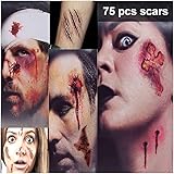 Zombie Makeup, Halloween Makeup, 75 PCS Fake Blood Fake Scar Tattoos, Halloween Makeup Kit, Zombie Makeup Kit for Kids and Ad