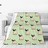 Pug Dog Blanket Throw Blanket Flannel Lightweight Soft Plush Fuzzy Blankets for Bed Sofa Couch Livingroom Chair Car Travel Pet 50"x40"