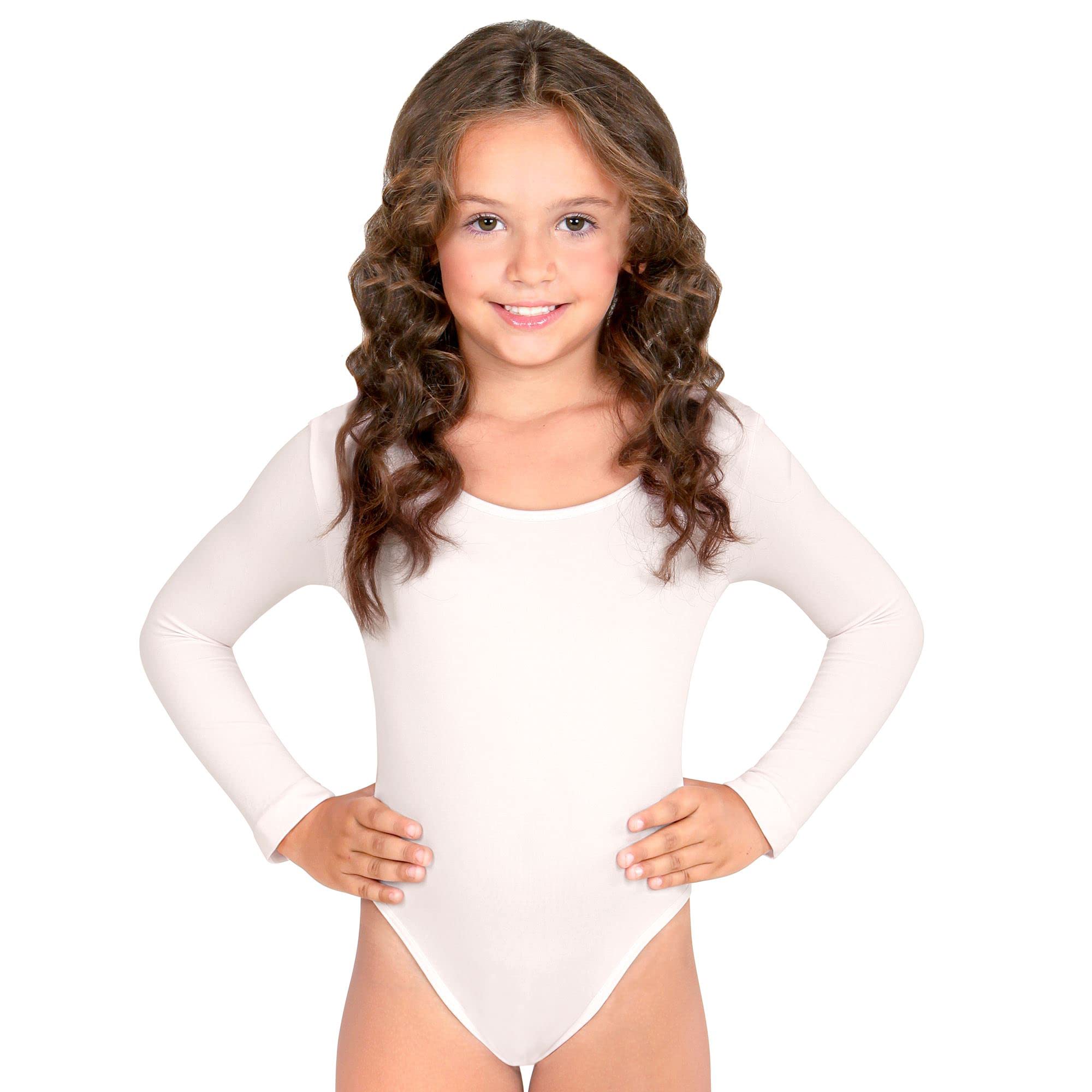 WIDMANN 04322 - Long Sleeve Bodysuit for Girls, Carnival, Dancers, Butterflies, Angel, Fairy, Theme Parties, Size 8-12 Years, White Color — image 1