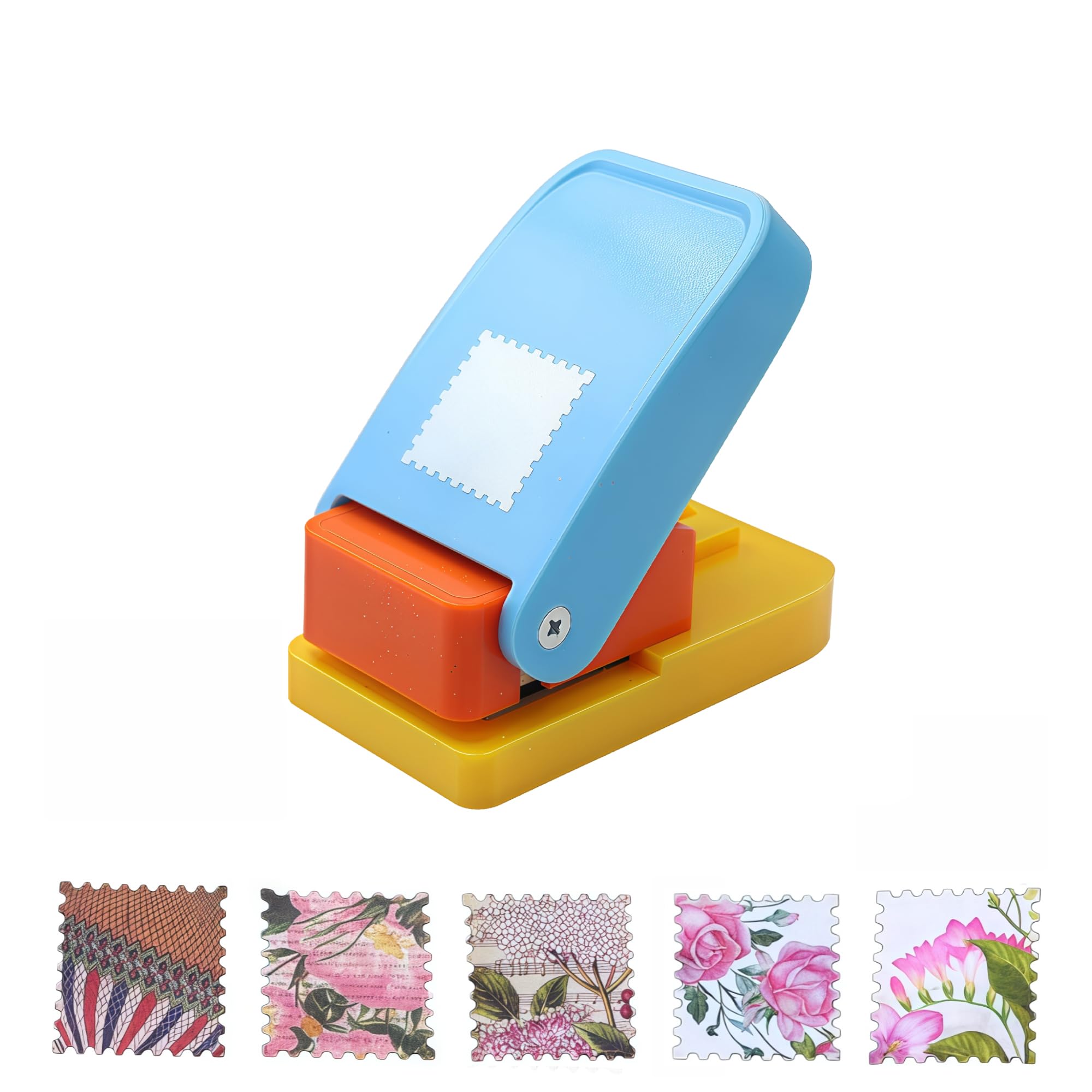 Photo 1 of 1 inch Ware Square Postage Stamp Punch Craft Lever Punch Handmade Paper Punch for Crafting Scrapbooking Cards,DIY Cards Making Candy Color by Random