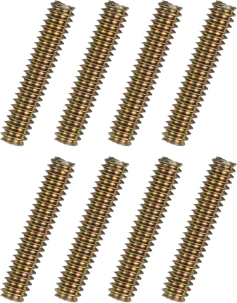 sourcing map 8pcs 1/4x1-1/4" Carbon Steel Fully Threaded Rods Colorful Zinc