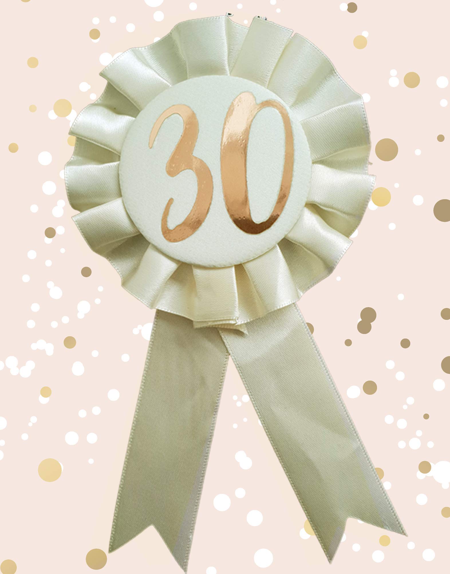 Alandra Birthdays RGB-30 30th Cream & Rose Gold Metallic Birthday Rosette, One Size