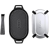 Ooni Cast Iron Grizzler Plate - Griddle Pan With Removable Handle - Pre-Seasoned Oven Safe Cookware