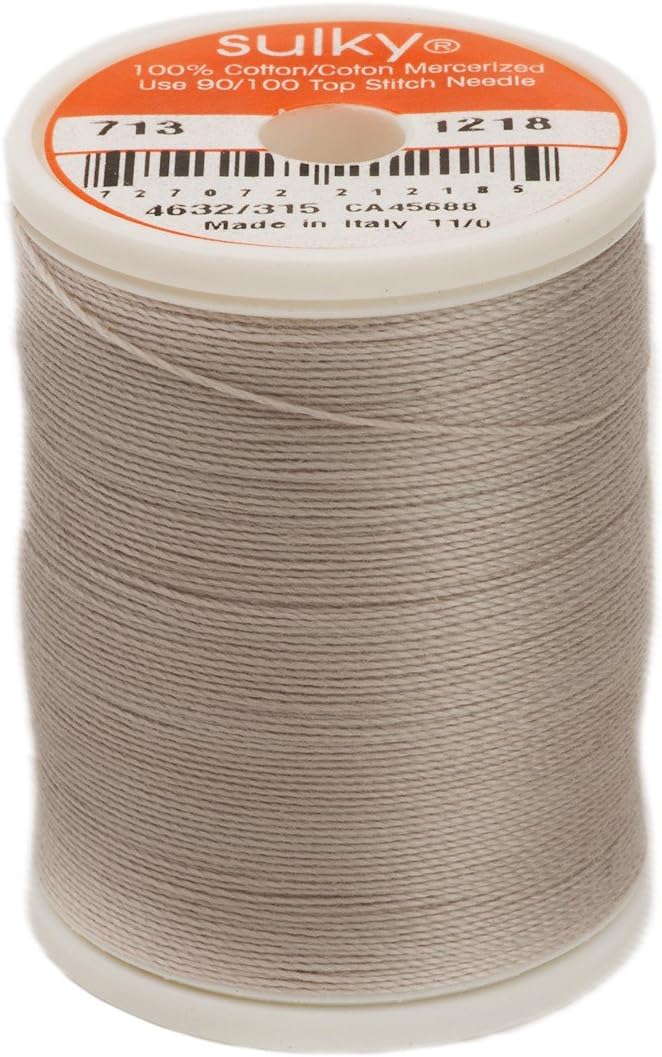 Sulky Of America 660d 12wt 2-Ply Cotton Thread, 330 yd, Silver Grey
