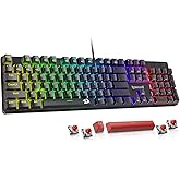 Redragon Mechanical Gaming Keyboard Wired, 11 Programmable Backlit Modes, Hot-Swappable Red Switch, Anti-Ghosting, Double-Shot PBT Keycaps, Light Up Keyboard for PC Mac