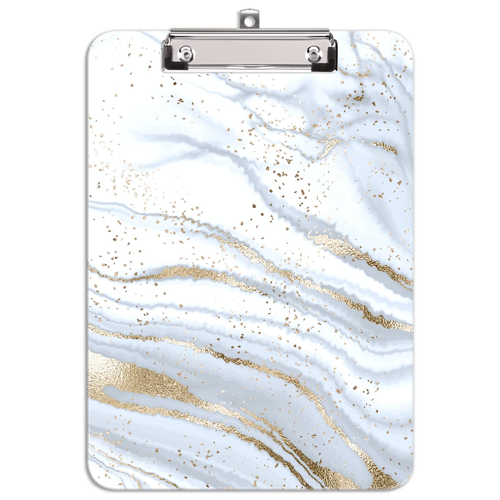 Hnogri Plastic Clipboard A4, Fashion Design A4 Letter Size Clipboards & Forms Holders for Office Supplies Lawyers,School Students and Kids, Low Profile Clip Cute Clipboard Folder, Gold Line Marble — image 1