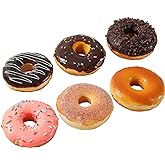 Joeabor Fake Donut 6 Pack Artificial Doughnut for Decoration Realistic Fake Food for Display Faux Dessert Party Decorations Photography Props