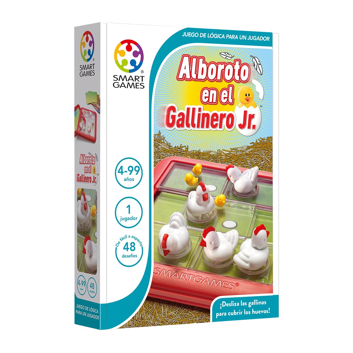 SmartGames SG441ES Riot in The Chicken Coop-Smart, Educational, Board, Children's Puzzles, Travel Game, Sliding Pieces, Multicoloured