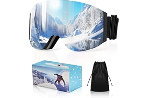 Coolpub Ski/Snowboard Goggles for Men Women, Frameless OTG Magnetic Flip up HD Lens Anti Fog UV400 Snow Snowboarding Goggles