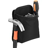 Nail & Screw Pouch with Belt Clip, Heavy Duty Tool Pouch for Tool Belts, Hardware Pouch, Fastener Tool Pouch with Hammer Loops and Tunnel Belt Loop, Durable Lightweight Tool Belt Carrying Holster