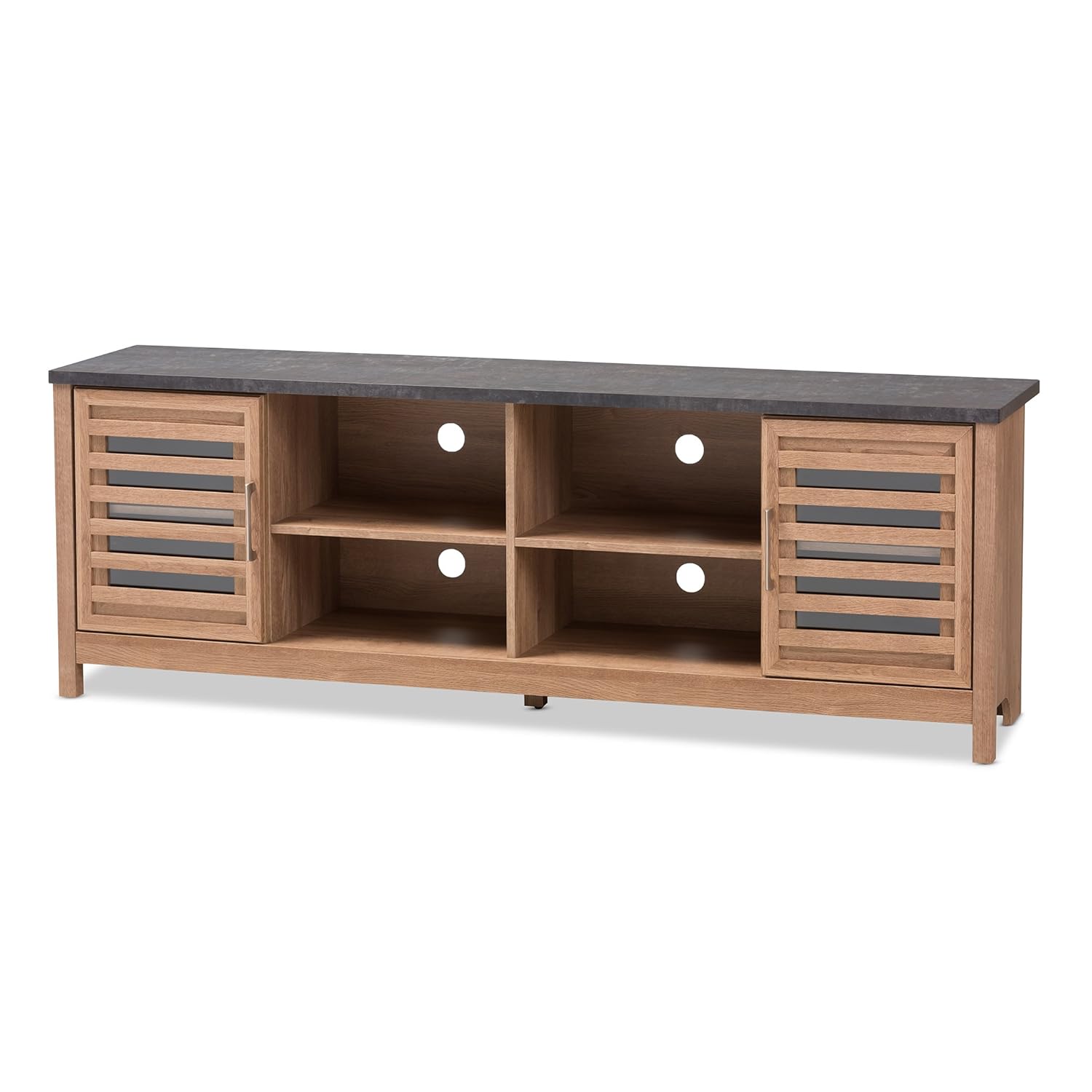 71 in. TV Stand in Light Brown and Gray Home Audio & Theater