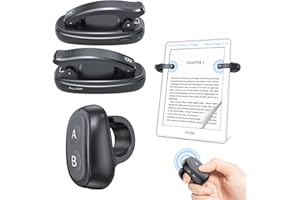 RESPTASSKI [2 Clips] Finger Ring Kindle Page Turner Remote Control for Paperwhite: Rechargeable RF Wireless Clicker for Reading on Bed for iPhone Android iPad, Camera Shutter & Video Record Accessories (Black)
