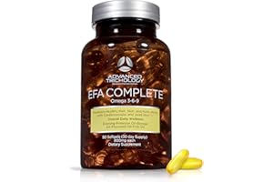 ADVANCED TRICHOLOGY EFA Complete with Optimal Omega 3 6 9 Levels of Potency Flax Oil, Fish Oil, Borage Oil, and Evening Primrose Oil 800mgs (90count) 3rd Party Tested - High in GLA and 369 Omegas