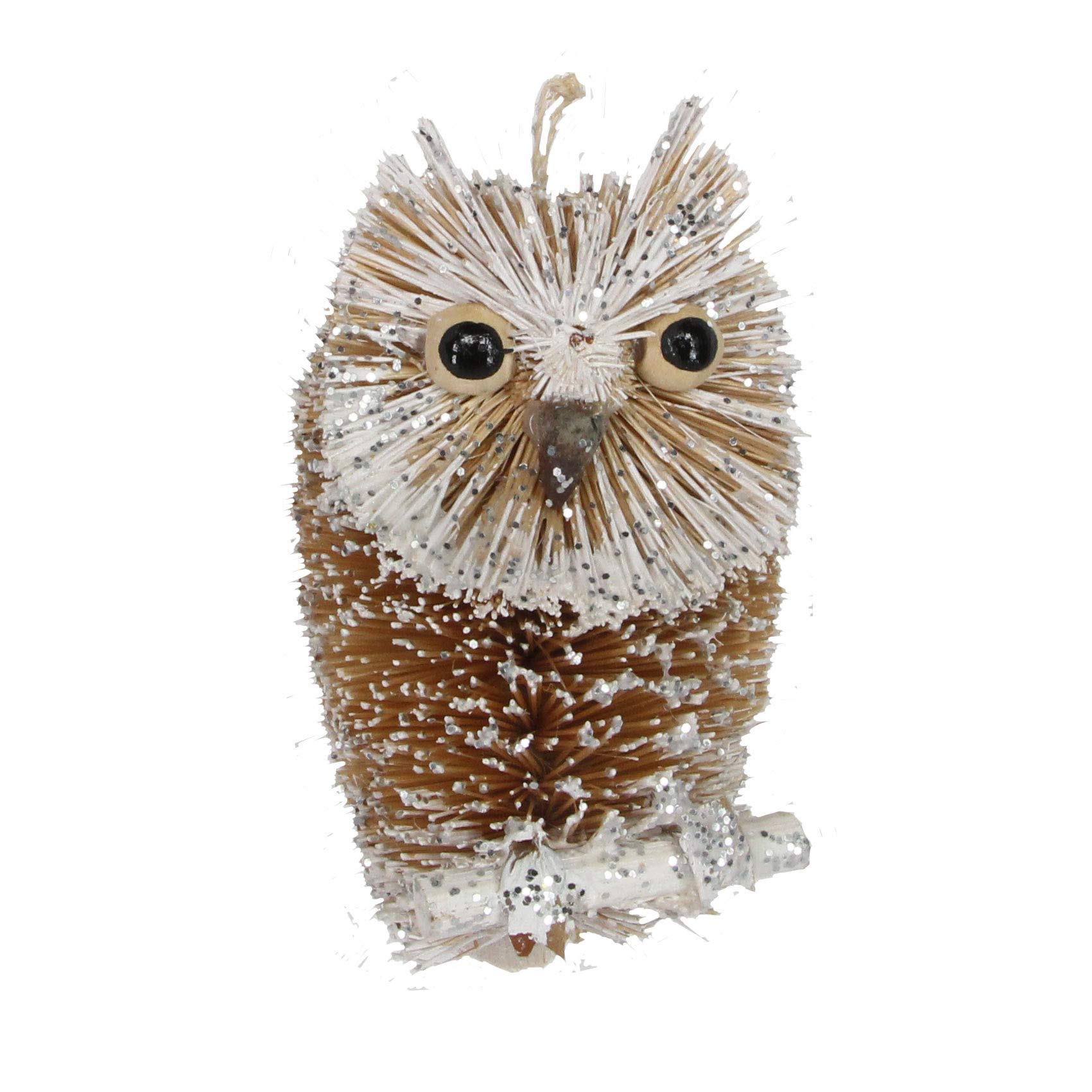 Gisela Graham Bristle Christmas Decoration 9cm - Owl