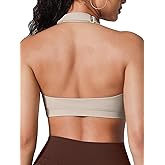 BRXL Women's Halter Adjustable Sports Bras Open Back Padded Workout Gym Yoga Crop Tank Tops