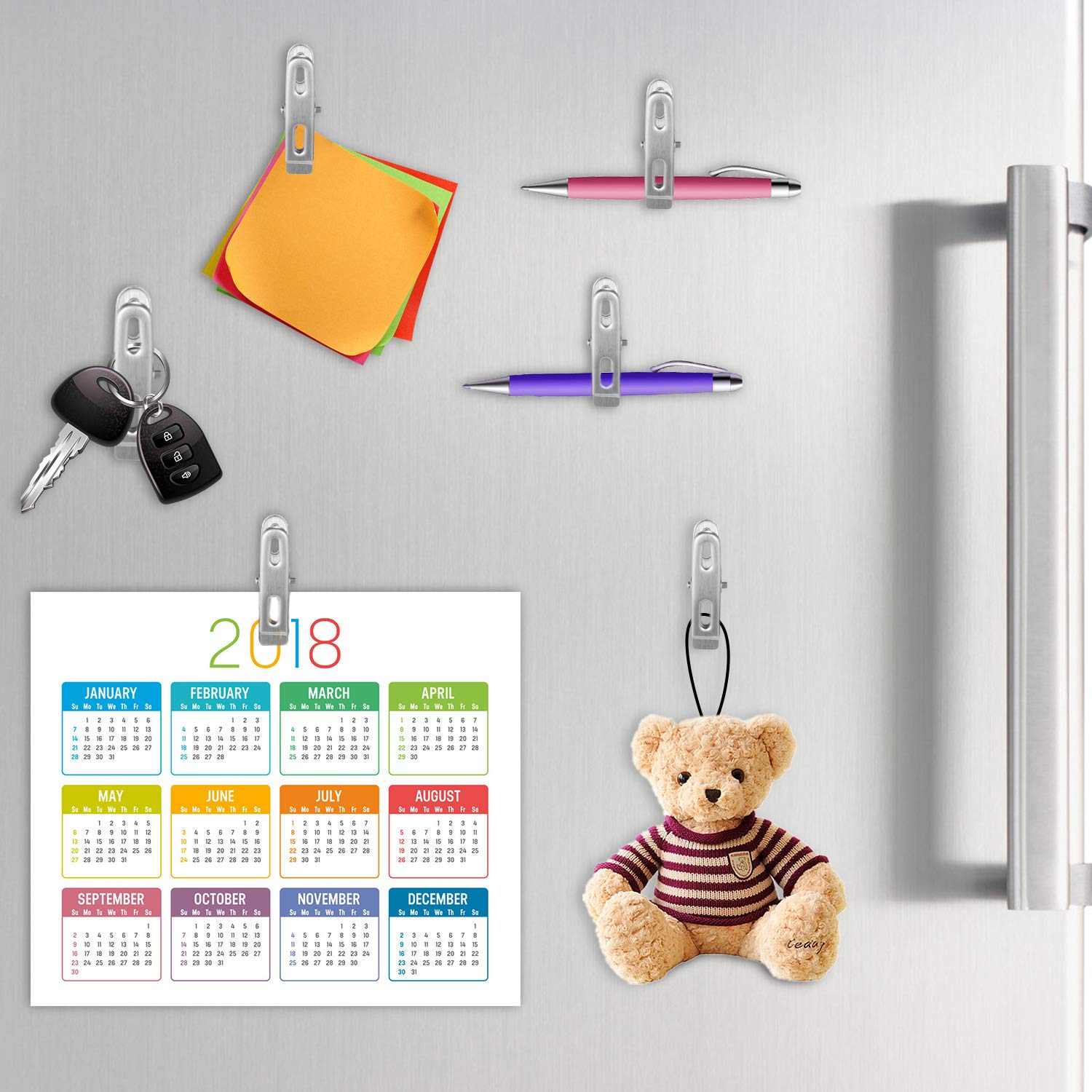 Refrigerator Magnetic Chip Bag Clips - LEYOSOV 8pcs Heavy Duty Fridge Magnet Hook with Strong Neodymium Magnet, Perfect for Food Classroom Office Photo Calendar