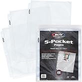 BCW Pro 5-Pocket Photo Page (50 Count) | Archival Quality, Acid-Free | Photo Card Sleeves for Postcards | Fits 3-Ring Binders | Perfect for Photocard Binder Sleeves, Collectible Trading Card Albums