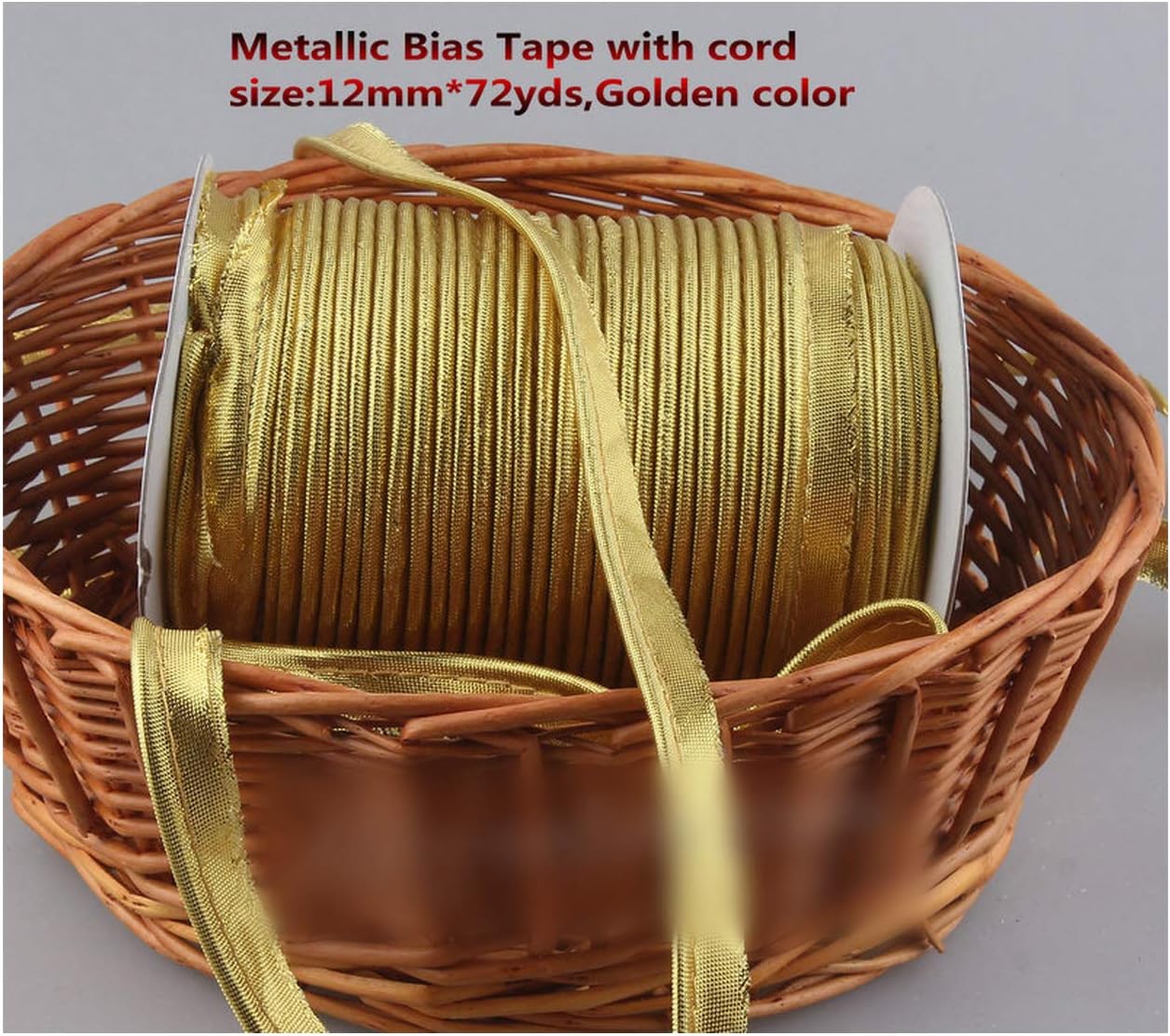 Metallic Bias Tape with Cord Gold/Golden Color Bias Piping Tape 12Mm72Yds 1/2" DIY Sewing Item Accessories,Gold