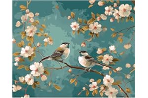 Natuyalo Paint by Numbers Kit for Adults - Sparrow on Branch DIY Adult Paint by Number Kits Animals Acrylic Canvas Painting for Adults Beginners Kids Art Crafts Without Frame, 16x20 Inch
