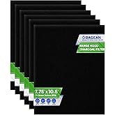 Range Hood Charcoal Filter 7.75” x 10.5” - Fits Broan and Nutone BP58 For 43000 Series Range Hoods - Broan Range Hood Filter Replacement - Carbon Stove Vent Fan Filters Removes Kitchen Odors (6-Pack)