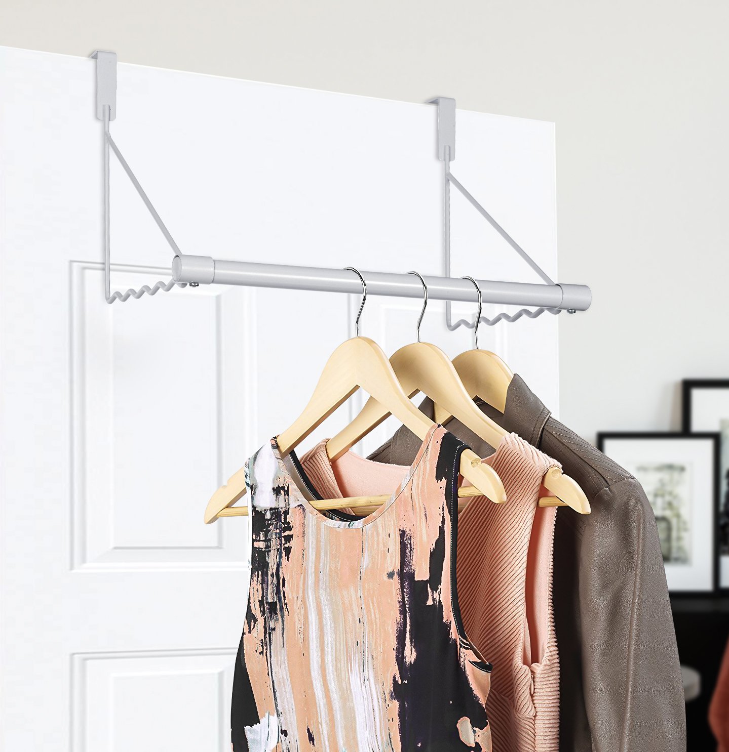 MaidMAX Metal Over The Door Closet Rod Bracket for Clothes Rack Hanger