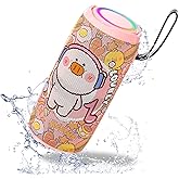 Portable Bluetooth Speaker with Lights, IPX5 Waterproof, Stereo Sound Loud, Small Wireless Speaker , TWS Pairing, BT5.3，20H Long Playtime, for Home/Party/Beach/ Outdoor, White Elephant Gifts (Pink)